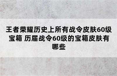 王者荣耀历史上所有战令皮肤60级宝箱 历届战令60级的宝箱皮肤有哪些